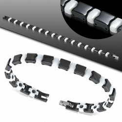 7mm | Bracelet magnétique en céramique bi-ton lien croix panthère