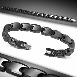 8mm | Bracelet magnétique à maillons en céramique noire