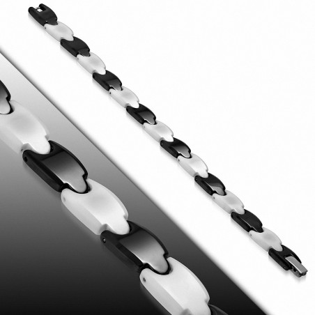 9mm | Bracelet magnétique lien en céramique noir et blanc Panther 167