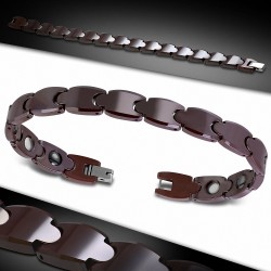 9mm | Bracelet magnétique à maillons en céramique marron