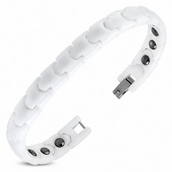 9mm | Bracelet magnétique à maillons en céramique blanche 171