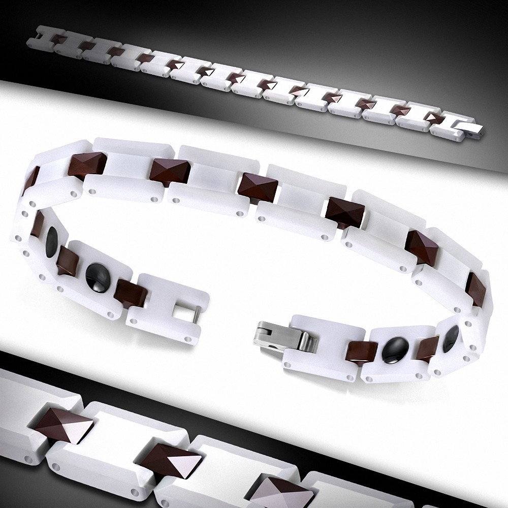 9mm | Bracelet magnétique à maillons en céramique 2 tons Toner
