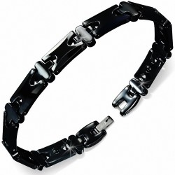 9mm | Bracelet magnétique à maillons en céramique noire 175