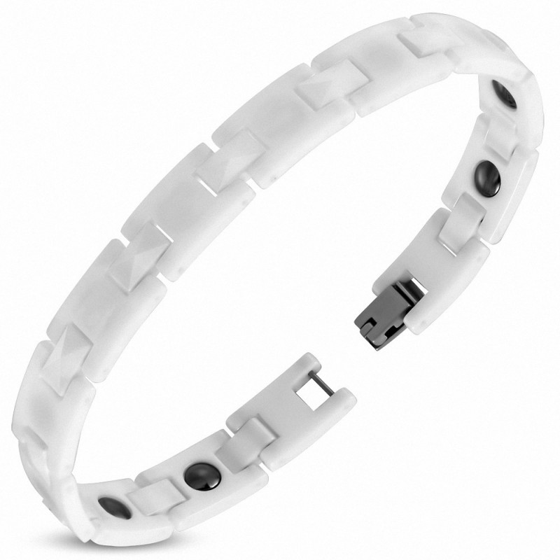 10mm | Bracelet magnétique à maillons en céramique blanche 177