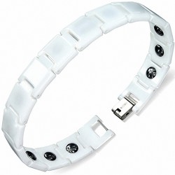 12mm | Bracelet magnétique à maillons carrés en céramique blanche