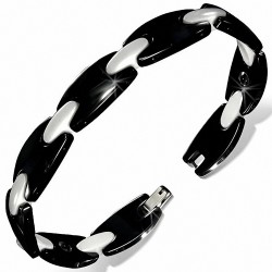 12mm | Bracelet magnétique lien céramique noir H et rectangle blanc
