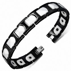 13mm | Bracelet magnétique lien céramique noir et blanc panthère
