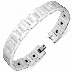 13mm | Bracelet magnétique à maillons en céramique blanche 219