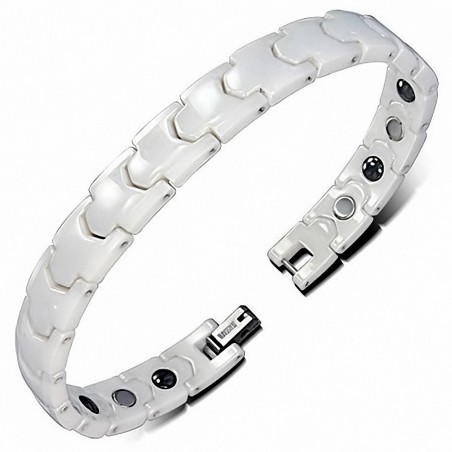 9mm | Bracelet magnétique à maillons en céramique blanche 230