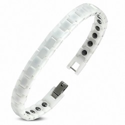 7mm | Bracelet à maillons en céramique blanche avec panthère magnétique