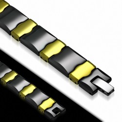 13mm | Bracelet magnétique à maillons en céramique 2 tons