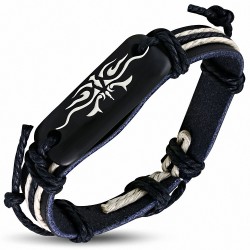 Bracelet style montre en cuir et en os avec corde