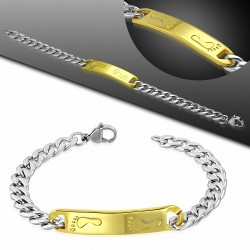 Bracelet en acier inoxydable avec fermoir à pince de homard en acier inoxydable 2 tons - Style Curb Cuban Link Bracelet