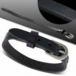 Bracelet en cuir noir avec boucle de ceinture