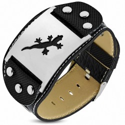 Bracelet en cuir avec boucle de ceinture en cuir PVC avec découpe en forme de montre en forme de lézard chanceux