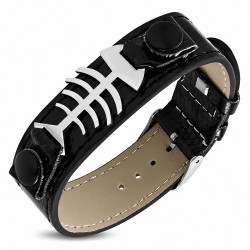 Bracelet en cuir avec boucle de ceinture en cuir PVC avec montre en os de poisson en acier inoxydable