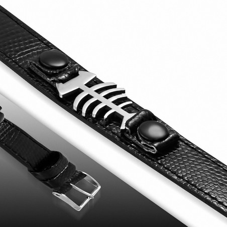 Bracelet en cuir avec boucle de ceinture en cuir PVC avec montre en os de poisson en acier inoxydable