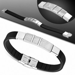 Bracelet en caoutchouc noir avec style de montre en acier inoxydable