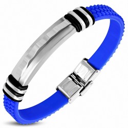 Bracelet en caoutchouc bleu avec style de montre en acier inoxydable mat
