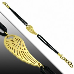 Bracelet en cordon de corde noire avec chaîne de rallonge