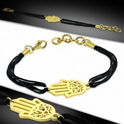 Bracelet en corde noire avec chaîne d'extension