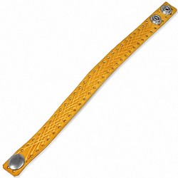 Bracelet agrafe entrecroisé en cuir jaune véritable