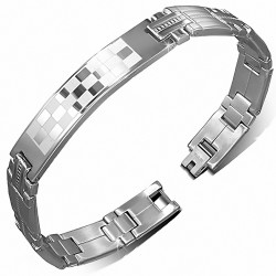 Bracelet croisé de style montre en forme de damier / grille en acier inoxydable
