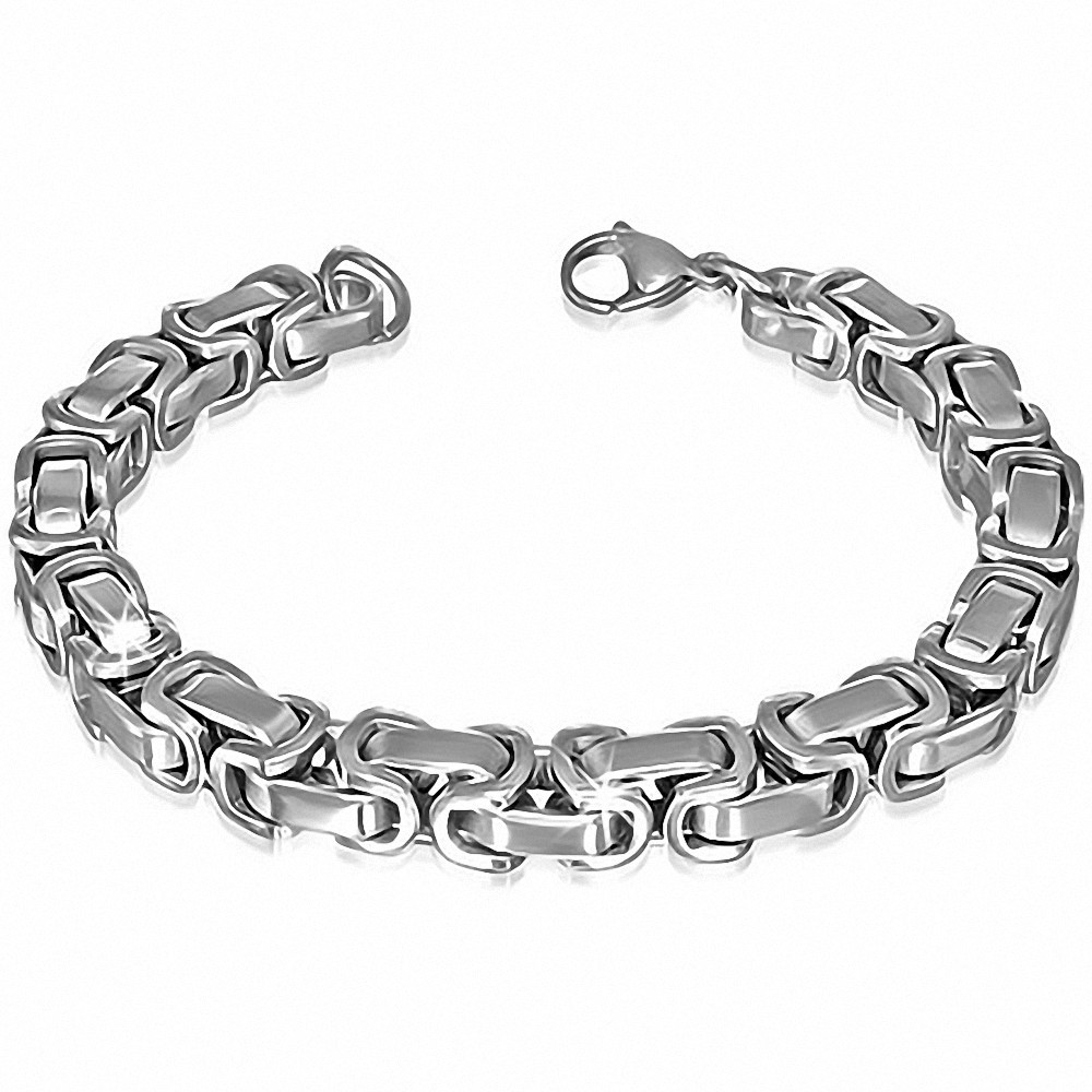 Bracelet à maillon byzantin à fermoir mousqueton en acier inoxydable de 7