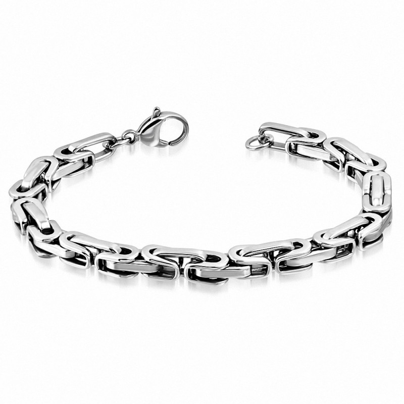 6.5mm en acier inoxydable fermoir à pince de homard fermeture grecque Byzantine lien chaîne Bracelet