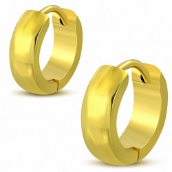 4mm | Boucles d'oreilles anneaux Huggie en acier inoxydable doré (paire)