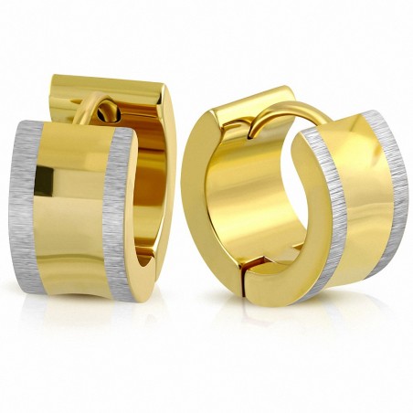 13x7mm | Boucles d'oreilles anneaux Hugope plaquées or 2 carats en doré et doré 2 couleurs (paire)