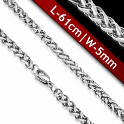 L-61cm | W-5mm Chaîne à maillons en corde Infinity avec fermoir mousqueton en acier inoxydable