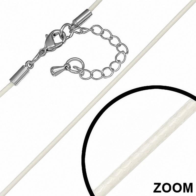 L-63cm | Cordon en nylon simple brin et chaîne de rallonge blanche W-1mm