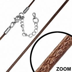 L-63cm | W-1mm Fashion Alliage Brown Corde à simple brin & Chaîne d'extension