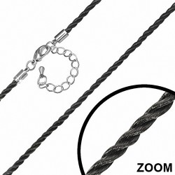 L-64cm | Cordon en nylon tressé par brin noir  et chaîne de rallonge