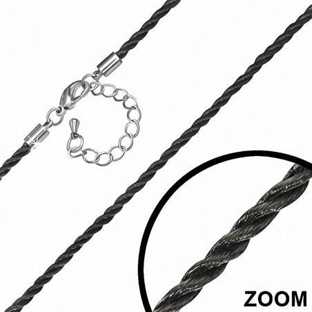 L-65cm | Cordon en nylon tressé par brin noir  et chaîne de rallonge