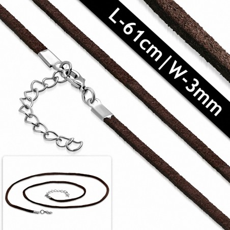 L-61cm | Cordon monobrin en nylon marron fashion et chaîne de rallonge