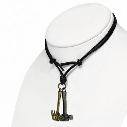 Collier de motard en cuir noir en alliage fantaisie avec motif de tête de mort pirate en forme de tête de pirate en cuir noir