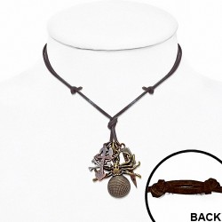 Alliage spider pirate crâne crossbones couteau charm collier en cuir réglable