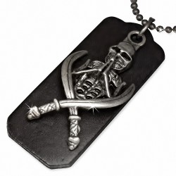 Alliage fantaisie fantôme squelette crâne épée croix cuir noir tag charm militaire lien chaîne collier
