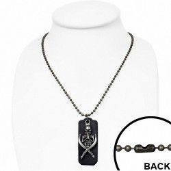 Alliage fantaisie fantôme squelette crâne épée croix cuir noir tag charm militaire lien chaîne collier