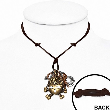 Alliage amour ciseaux pirate crâne os croisés charm réglable en cuir noir collier