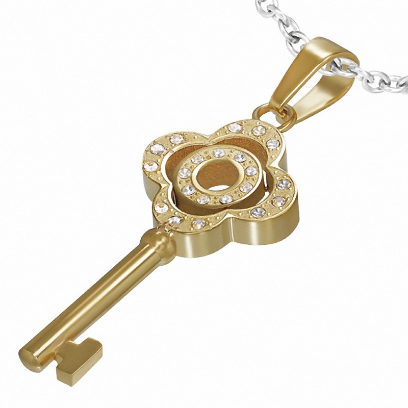 En acier inoxydable doré avec pavé de fleurs étoiles pendentifs en forme de croix avec pendentif croix en forme de croix