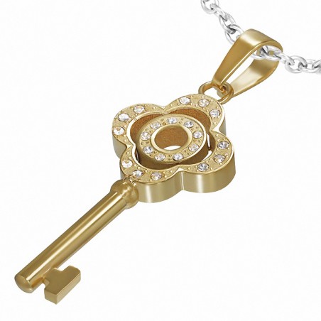 En acier inoxydable doré avec pavé de fleurs étoiles pendentifs en forme de croix avec pendentif croix en forme de croix