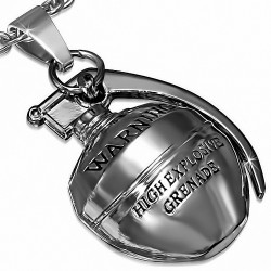 Pendentif Grenade à Main en Alliage Fashion argenté Warning 2