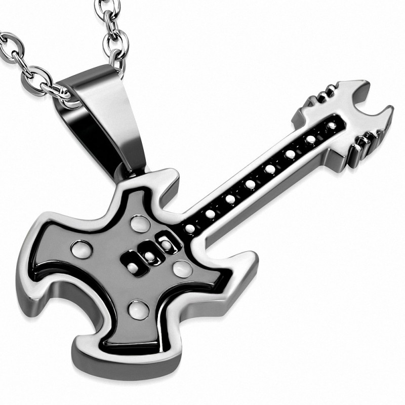 Pendentif en alliage instrument de musique guitare électrique 2 noire