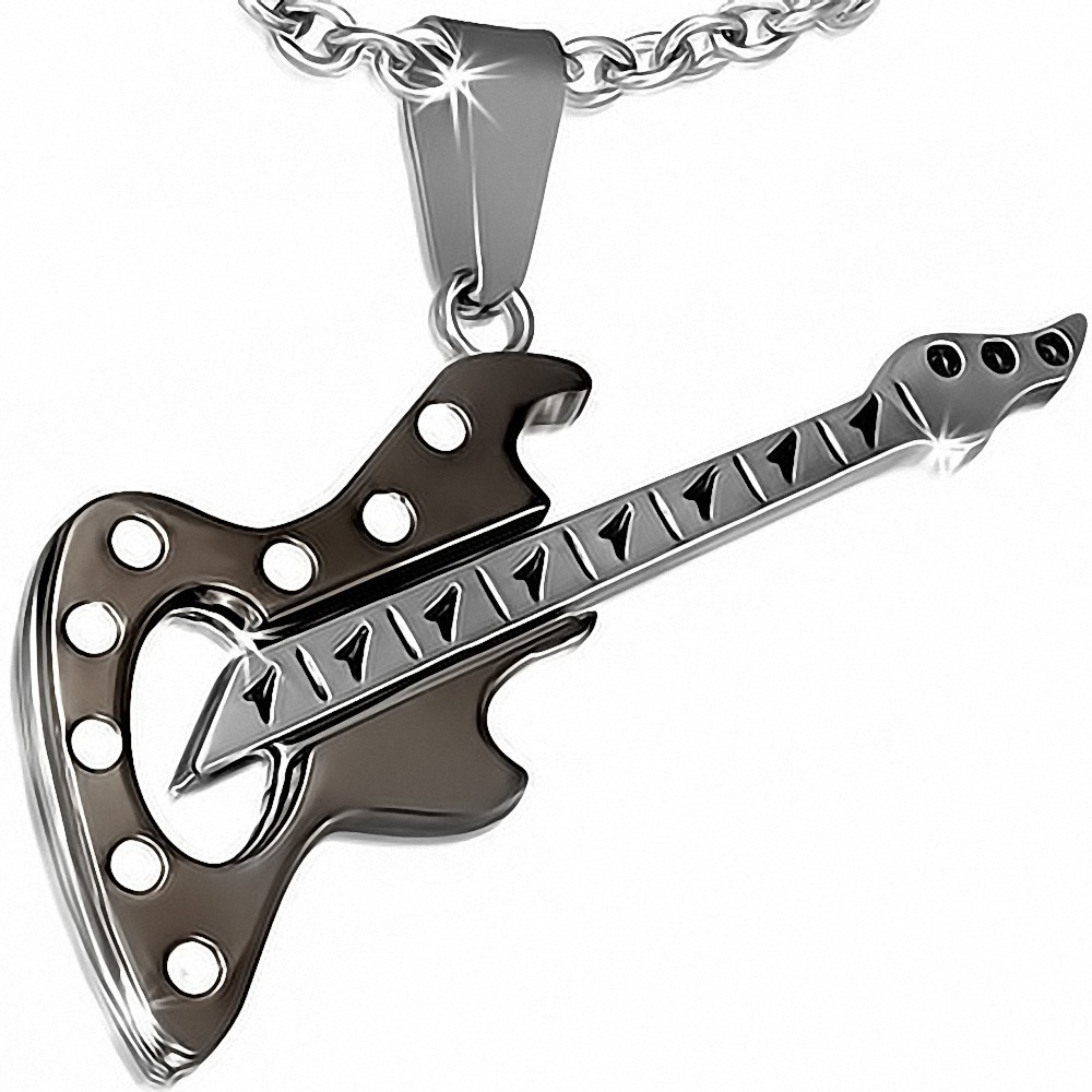 Pendentif en alliage instrument de musique guitare électrique 3 argentée