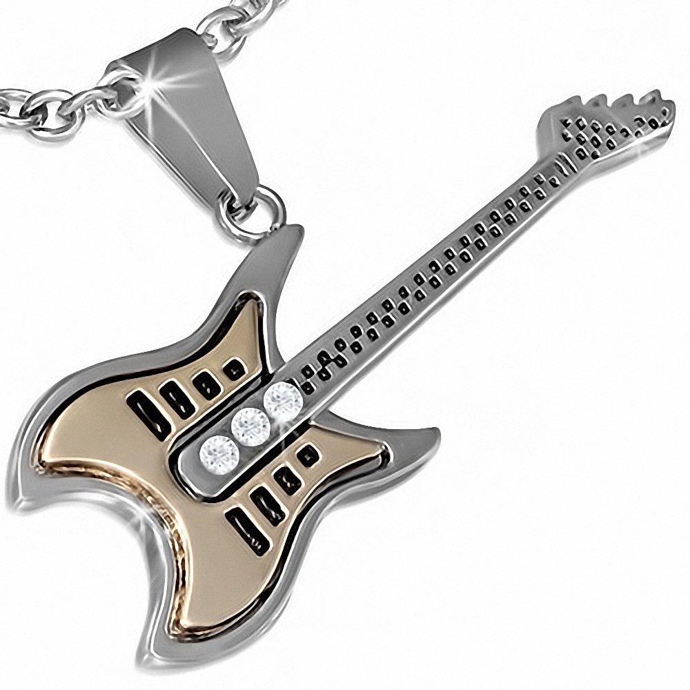 Pendentif en alliage instrument de musique guitare électrique 4 laitonnée