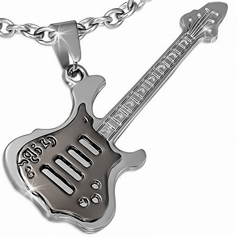 Pendentif en alliage instrument de musique guitare électrique 8 argentée