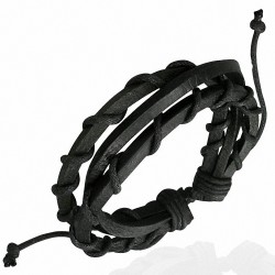 Bracelet en cuir ajustable en corde triple enroulement 3